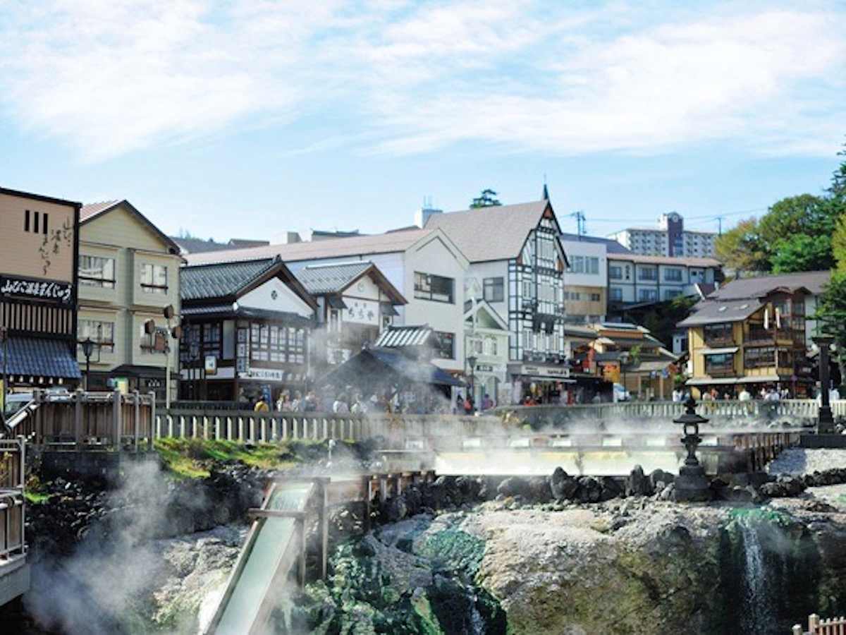 Yubatake Area of Kusatsu Onsen in Gunma Prefecture